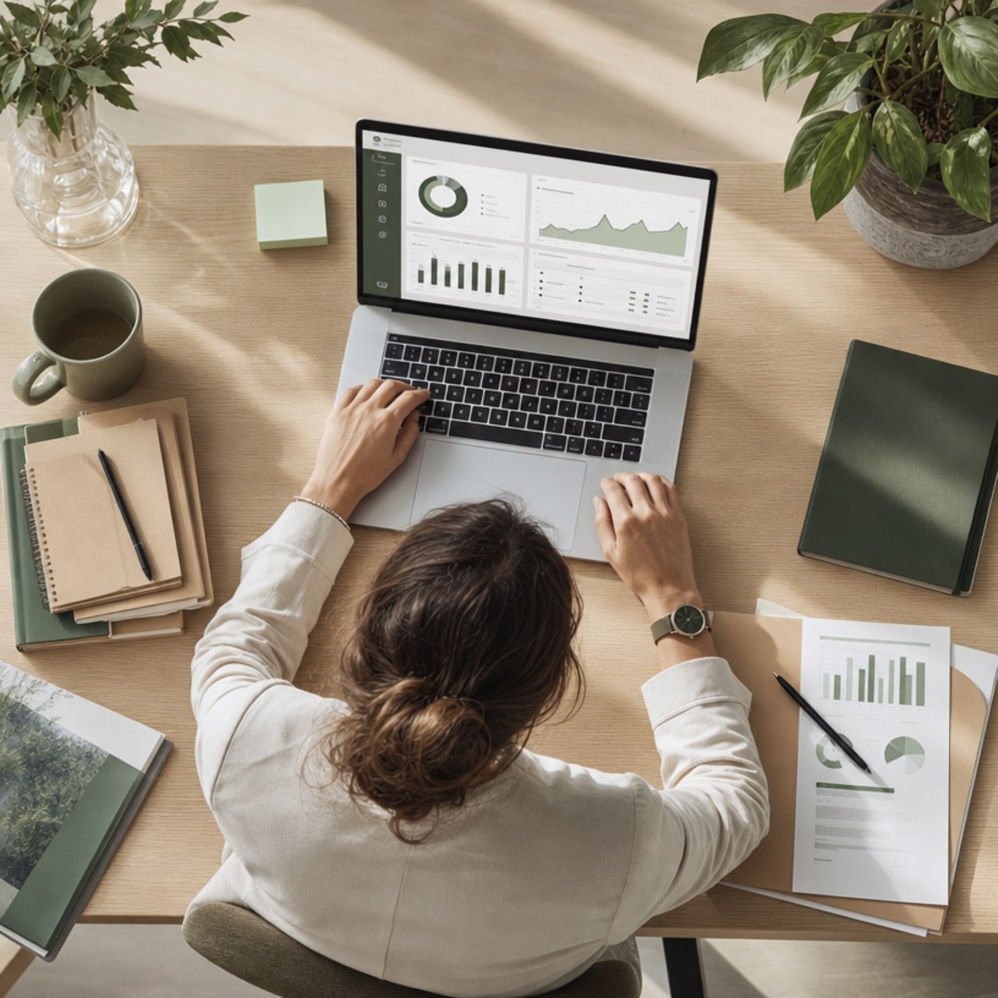 Une salariée structure le suivi à son bureau