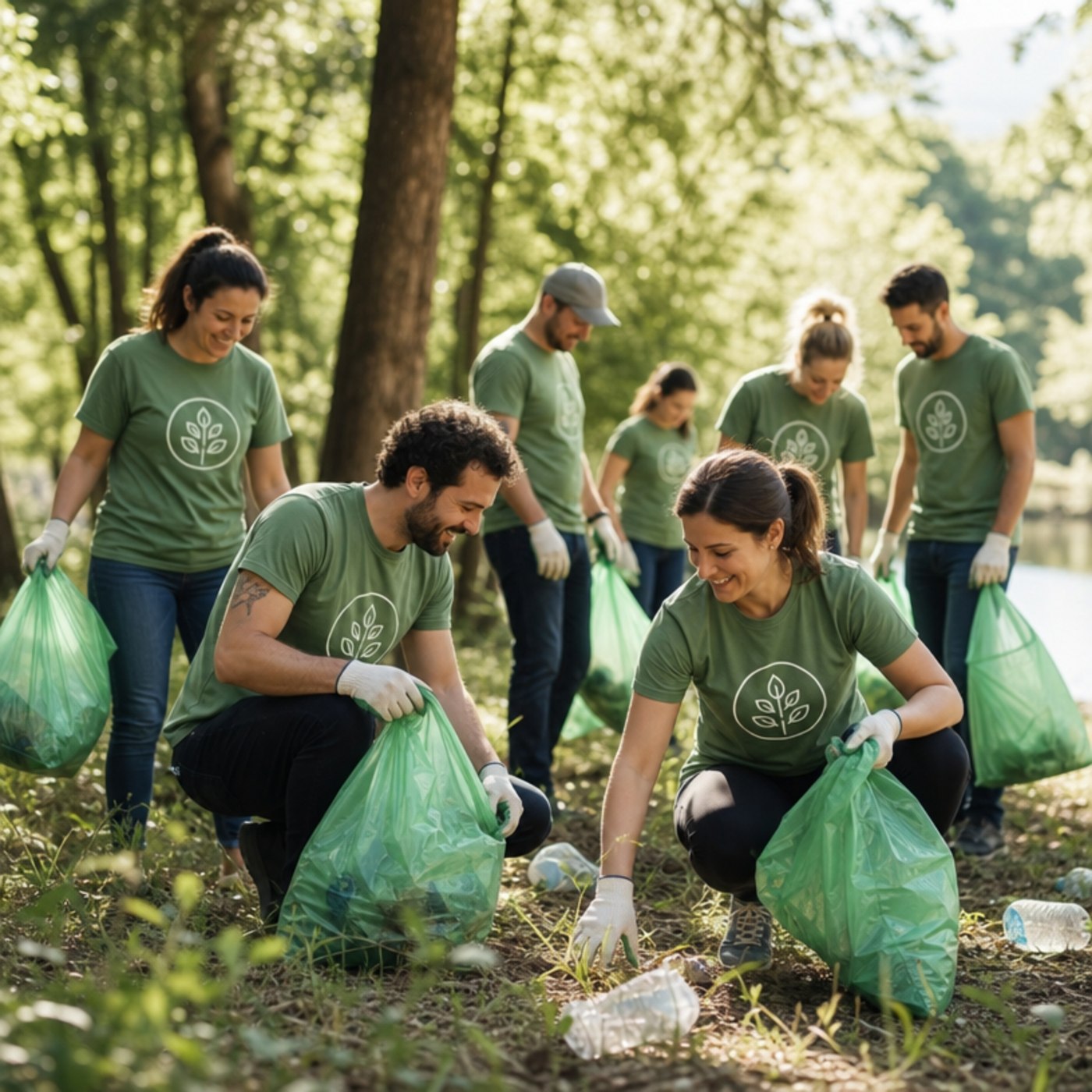 Des collègues participent à une action environnementale collective